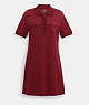COACH®,SIGNATURE KNIT JACQUARD POLO DRESS,Berry,Front View