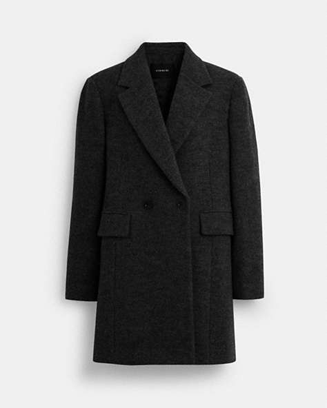 COACH®,WOOL CHESTER COAT,Black,Front View
