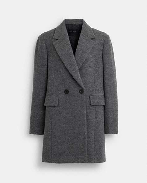COACH®,WOOL CHESTER COAT,Heather Grey,Front View