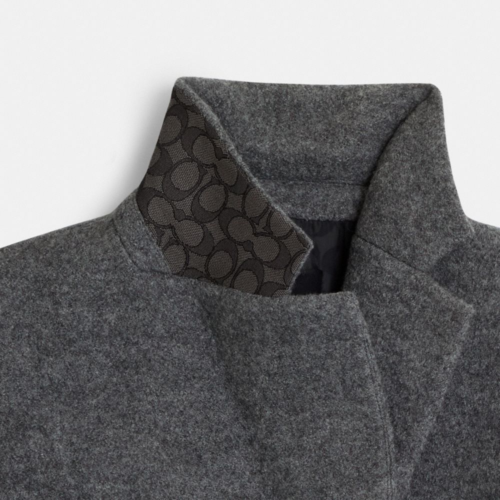 COACH®,WOOL CHESTER COAT,Heather Grey,Angle View
