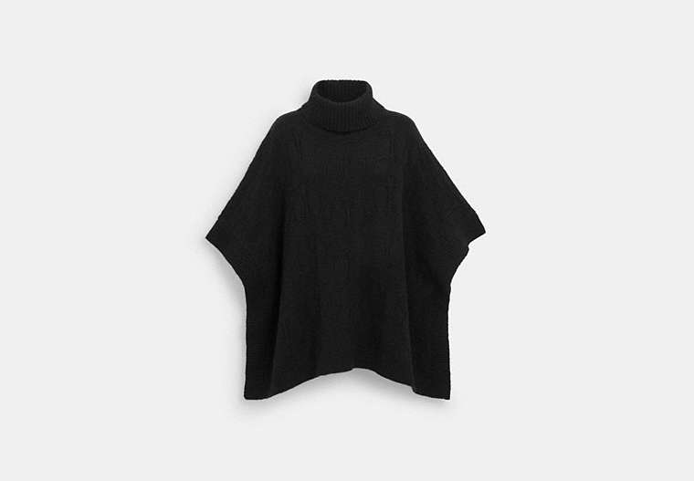 COACH®,SIGNATURE KNIT PONCHO,Black,Front View image number 0