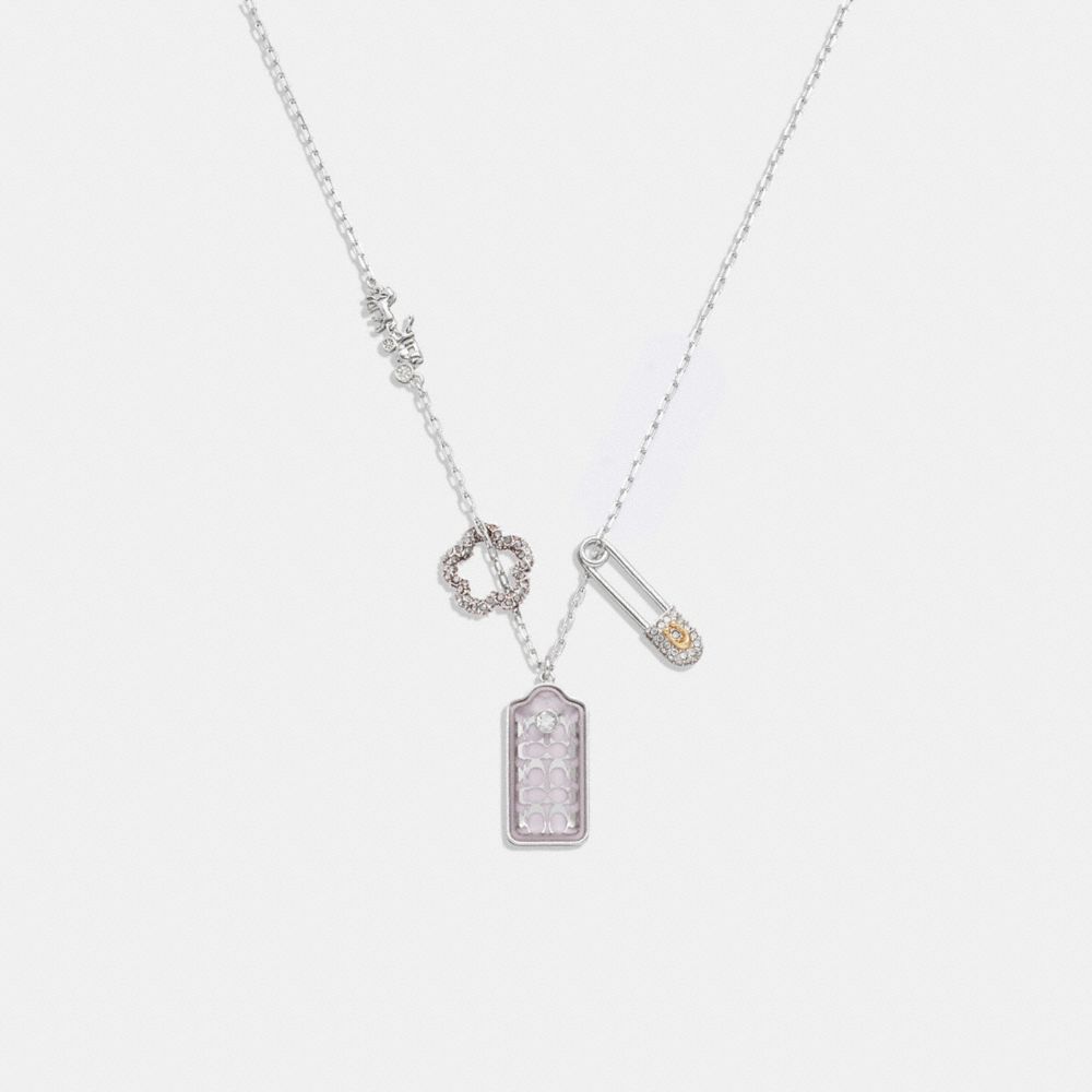 Coach Signature Hangtag Pendant Charm Necklace - Women's Necklaces - Silver/Lilac