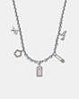 COACH®,SIGNATURE HANGTAG CHARM NECKLACE,Silver/Lilac,Front View