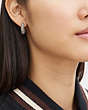 COACH®,PAVÉ TEA ROSE HOOP EARRINGS,Silver,Detail View