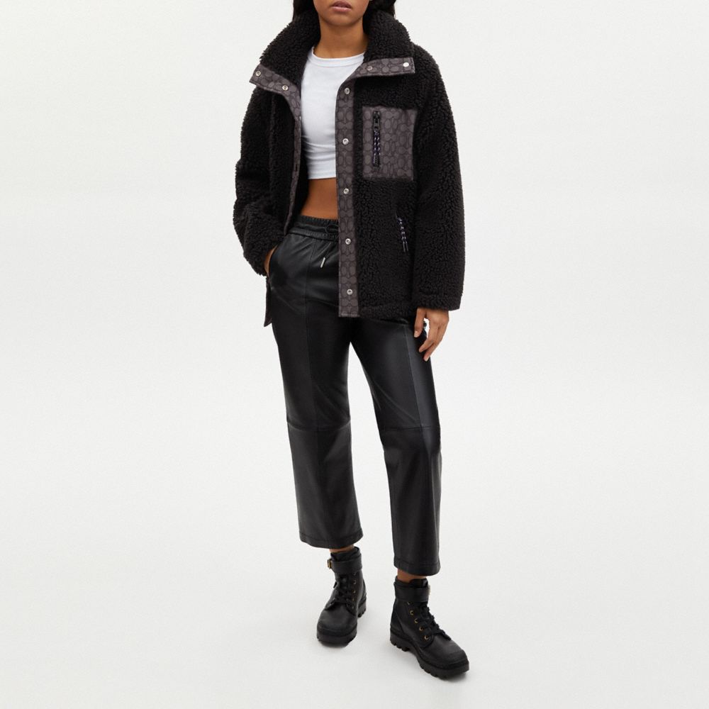 COACH®,Signature Jacquard Blocked Relaxed Sherpa,,Scale View