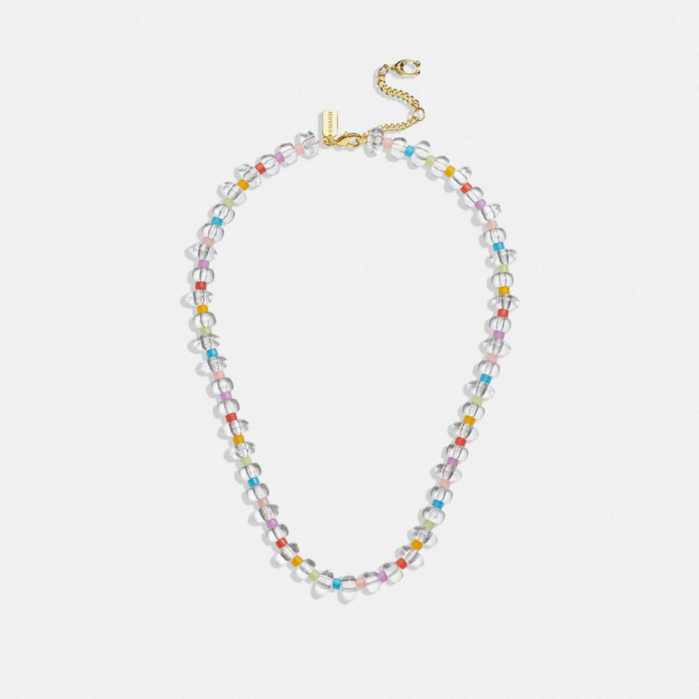 COACH®,Signature Beaded Necklace,Multi Color,Front View