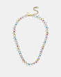 COACH®,SIGNATURE BEADED NECKLACE,Gold/Multi,Front View