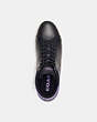 COACH®,CLIP HIGH TOP SNEAKER,Leather,Black/Iris,Inside View,Top View