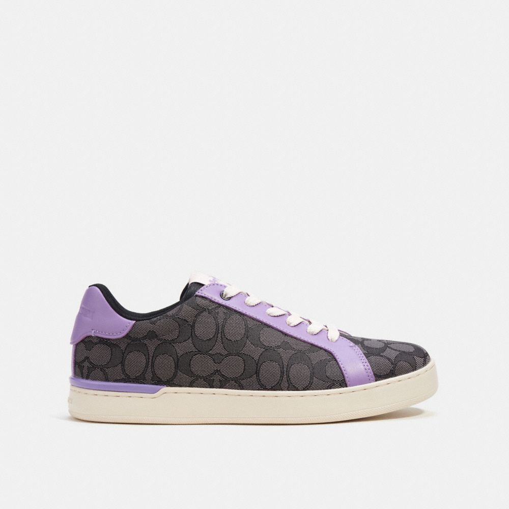 Mixed-material trainers with leather and monogram jacquard