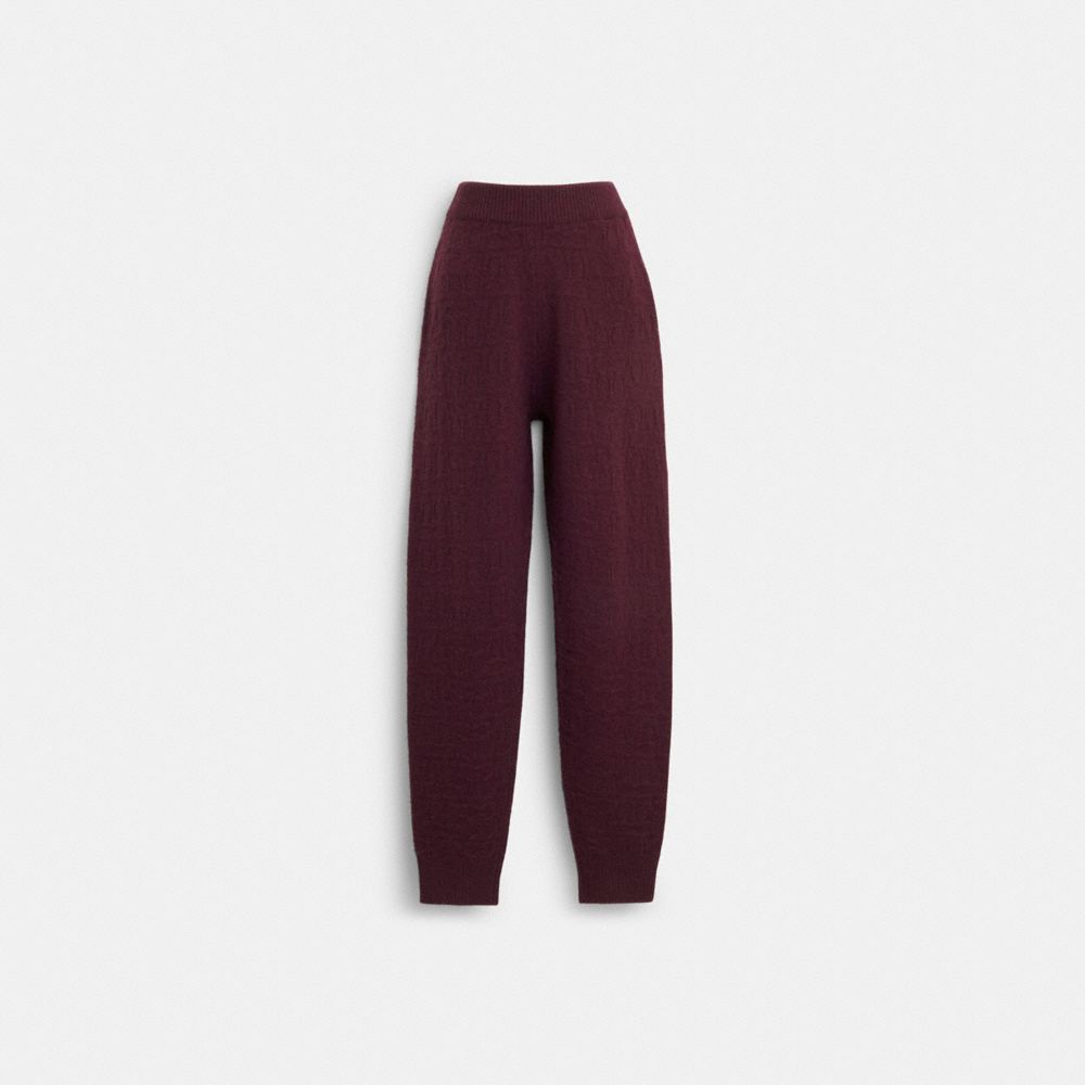 COACH®,SIGNATURE KNIT JOGGERS,Berry,Front View