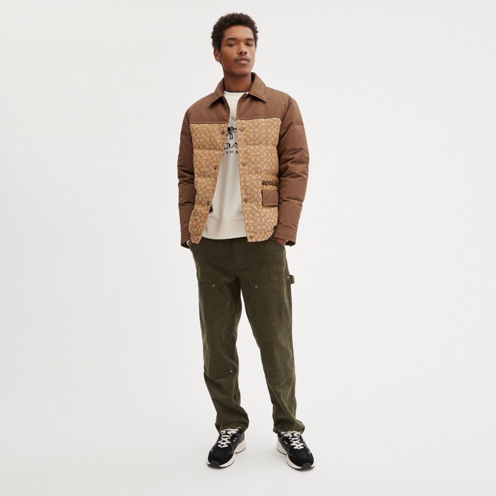 COACH®,QUILTED COACHES JACKET,Tan Sig C,Scale View
