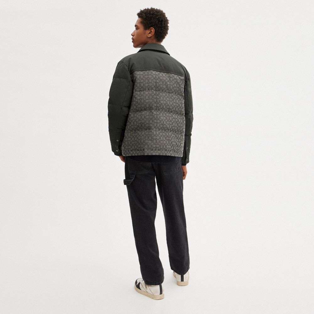 COACH®,QUILTED COACHES JACKET,Charcoal Signature/Black,Scale View