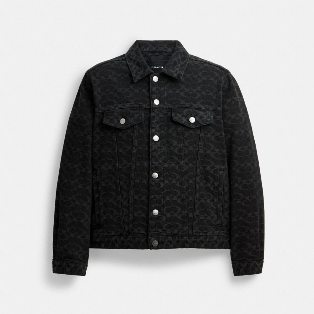 COACH®,SIGNATURE DENIM JACKET,Black Signature,Front View