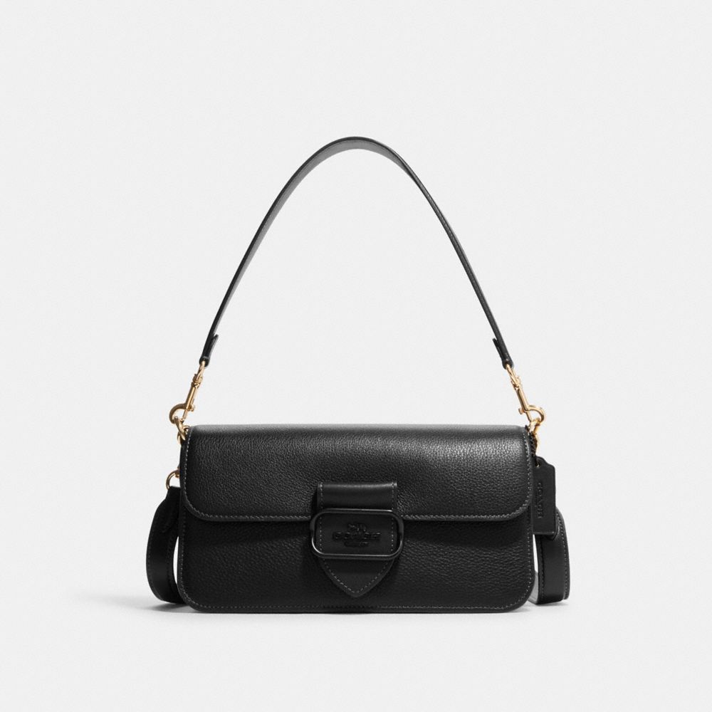 Coach - Saffiano Leather Shoulder Bag Black