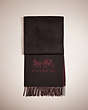 COACH®,RESTORED HORSE AND CARRIAGE CASHMERE MUFFLER,Printed Coated Canvas,Large,Wine/Black,Front View