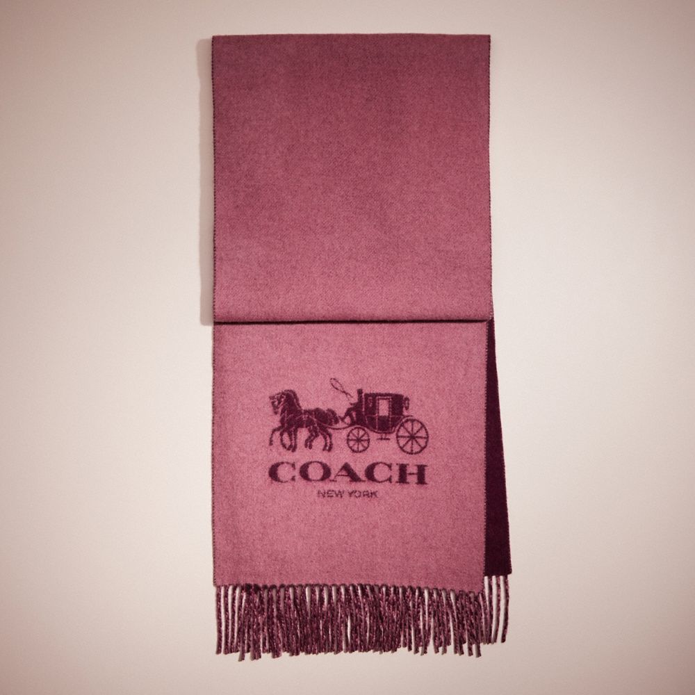 COACH®,RESTORED HORSE AND CARRIAGE CASHMERE MUFFLER,Printed Coated Canvas,Rose/Plum,Front View