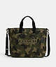COACH®,TOTE BAG 38 WITH CAMO PRINT,Signature Coated Canvas,X-Large,Gunmetal/Green Multi,Front View