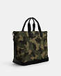 COACH®,TOTE BAG 38 WITH CAMO PRINT,Signature Coated Canvas,X-Large,Gunmetal/Green Multi,Angle View
