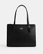 COACH®,NINA TOTE,Leather,Large,Office,Silver/Black,Front View