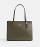 COACH®,NINA TOTE,Leather,Large,Office,Silver/Olive Drab,Front View