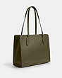 COACH®,NINA TOTE BAG,Leather,Large,Office,Silver/Olive Drab,Angle View