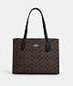 COACH®,NINA TOTE IN SIGNATURE CANVAS,pvc,Large,Silver/Brown Black,Front View