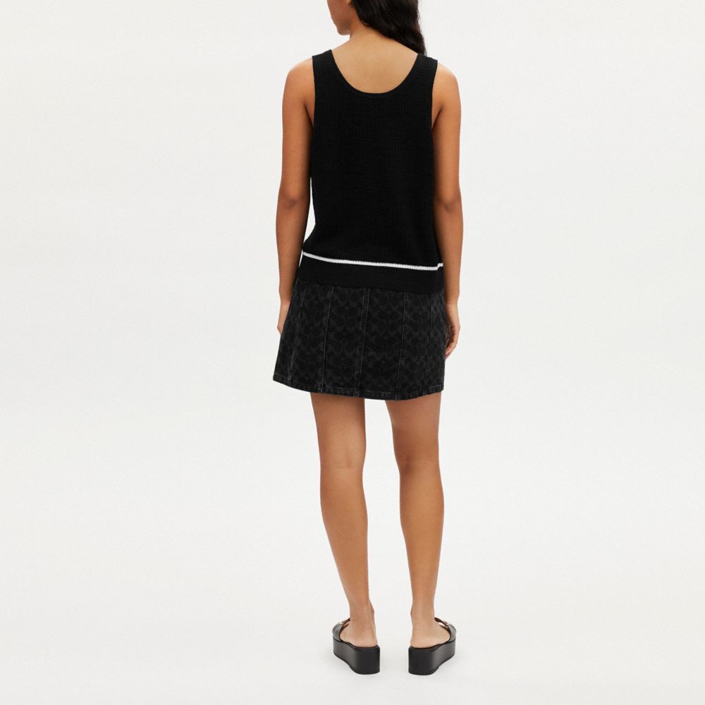 COACH®,BLACK SIGNATURE DENIM SKIRT,Black,Scale View