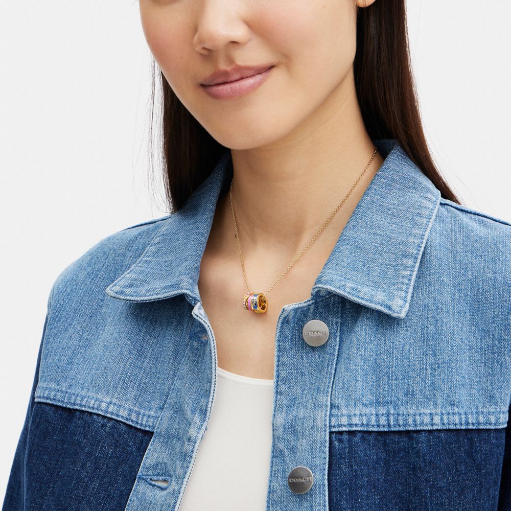 COACH®,Signature Enamel Rondell Necklace,,Detail View