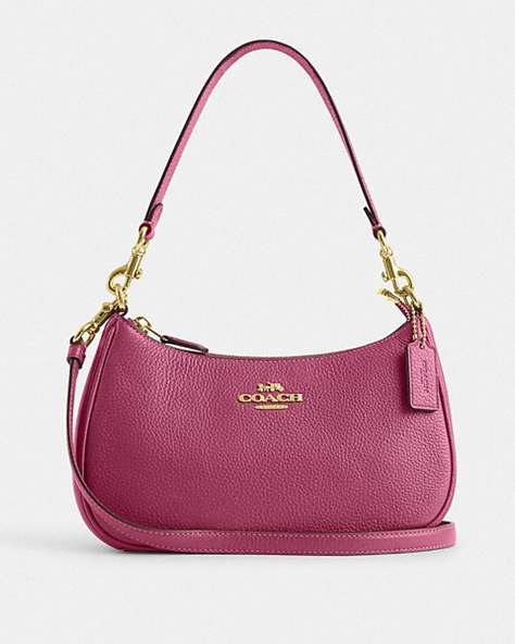 COACH®,TERI SHOULDER BAG,Leather,Small,Anniversary,Im/Light Raspberry,Front View