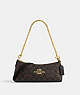 COACH®,CHARLOTTE SHOULDER BAG IN SIGNATURE CANVAS,pvc,Gold/Brown Black,Front View