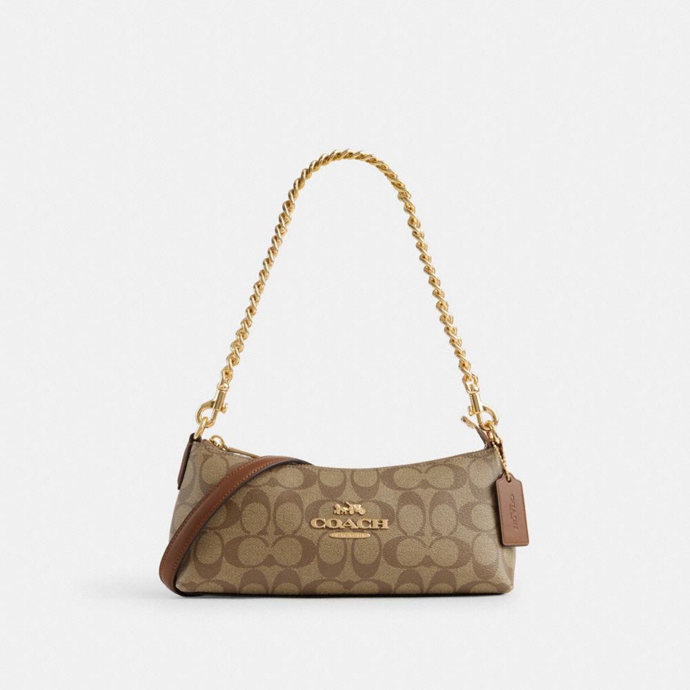 Coach Outlet Charlotte Shoulder Bag in Signature Canvas - Beige