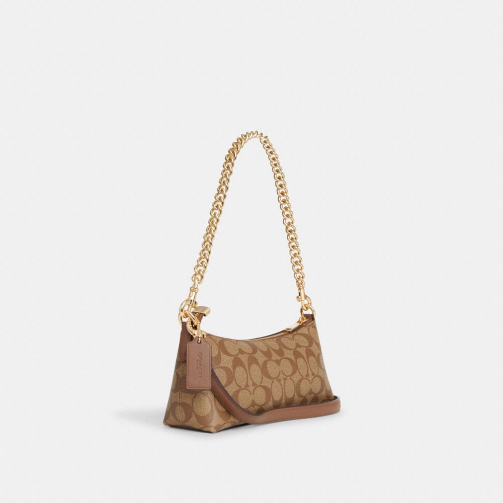 Coach Teri Shoulder Bag In Signature Canvas Gold/KHAKI/BLACK