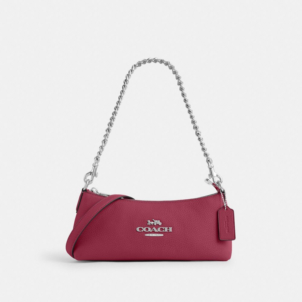 COACH®,PORTÉ-ÉPAULE CHARLOTTE,Cuir,Argent/Violet vif,Front View