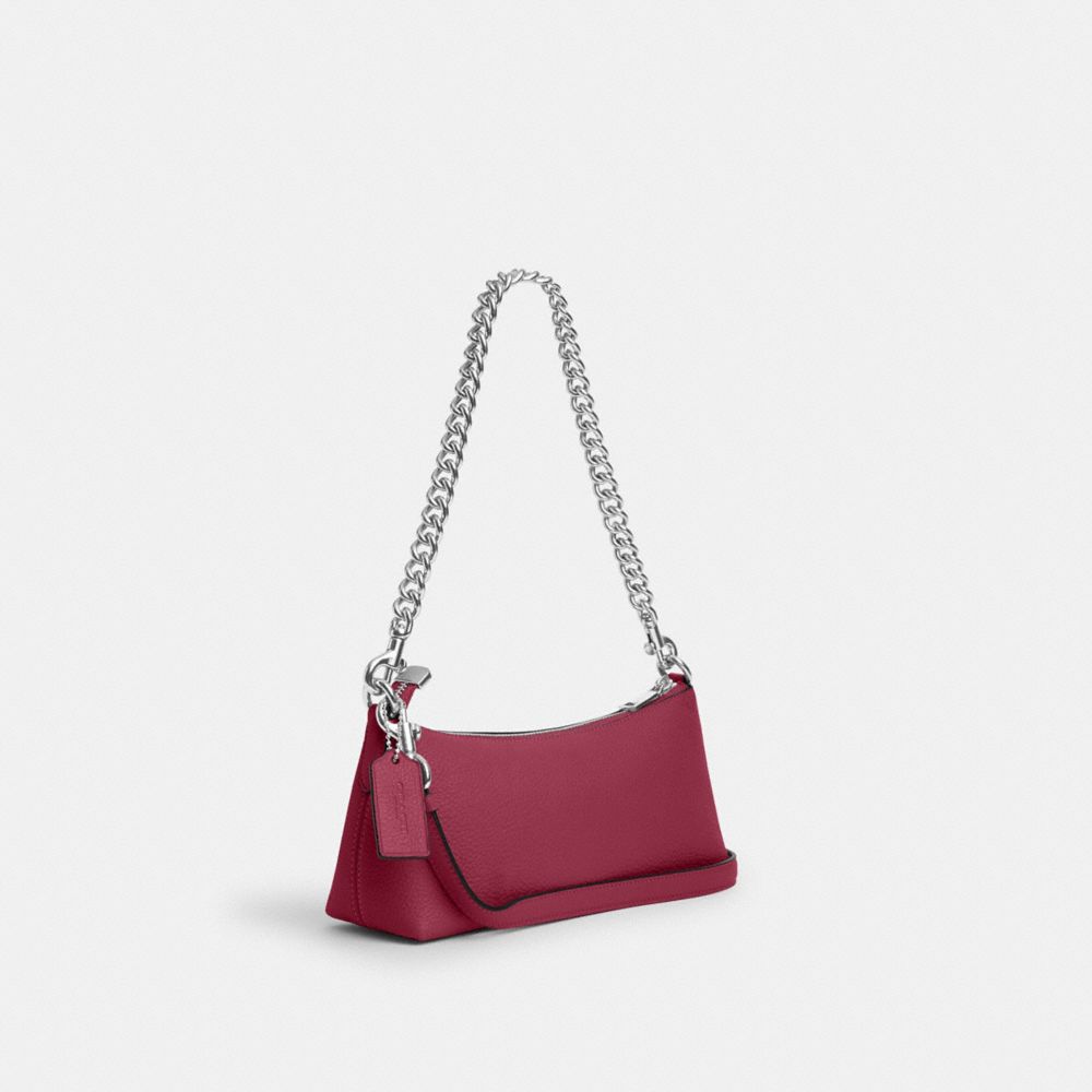 COACH®,CHARLOTTE SHOULDER BAG,Pebbled Leather,Small,Anniversary,Silver/Bright Violet,Angle View