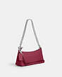 COACH®,CHARLOTTE SHOULDER BAG,Leather,Small,Anniversary,Silver/Bright Violet,Angle View