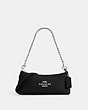 COACH®,CHARLOTTE SHOULDER BAG,Leather,Small,Anniversary,Silver/Black,Front View