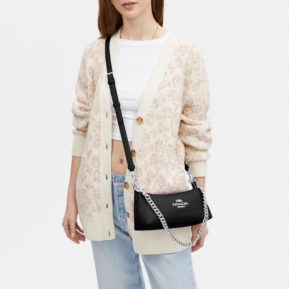 COACH®,Charlotte Shoulder Bag,Leather,Crossbody,Belt,Silver Metal,Day Party,,Detail View