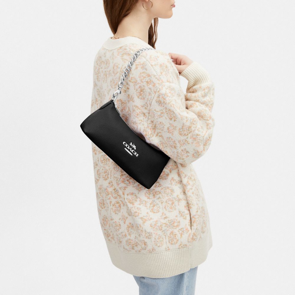 COACH®,Charlotte Shoulder Bag,Leather,Crossbody,Belt,Silver Metal,Day Party,,Detail View