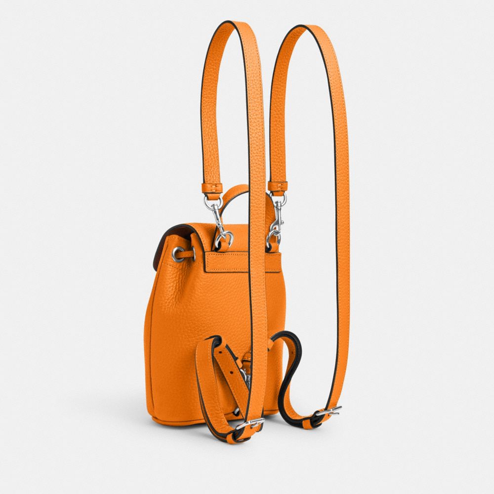 COACH®,AMELIA CONVERTIBLE BACKPACK,Pebbled Leather,Medium,Everyday,Silver/Bright Mandarin,Angle View