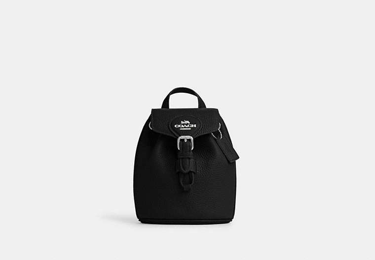 COACH®,AMELIA CONVERTIBLE BACKPACK,Leather,Medium,Everyday,Silver/Black,Front View