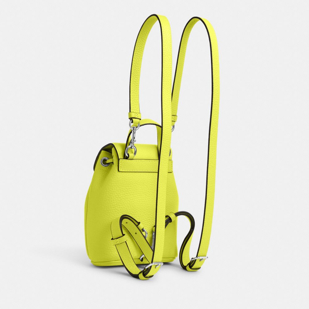 COACH®,AMELIA CONVERTIBLE BACKPACK,Pebbled Leather,Medium,Everyday,Silver/Bright Yellow,Angle View