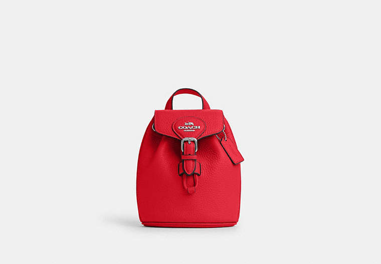 COACH®,AMELIA CONVERTIBLE BACKPACK,Leather,Medium,Everyday,Silver/Bright Poppy,Front View