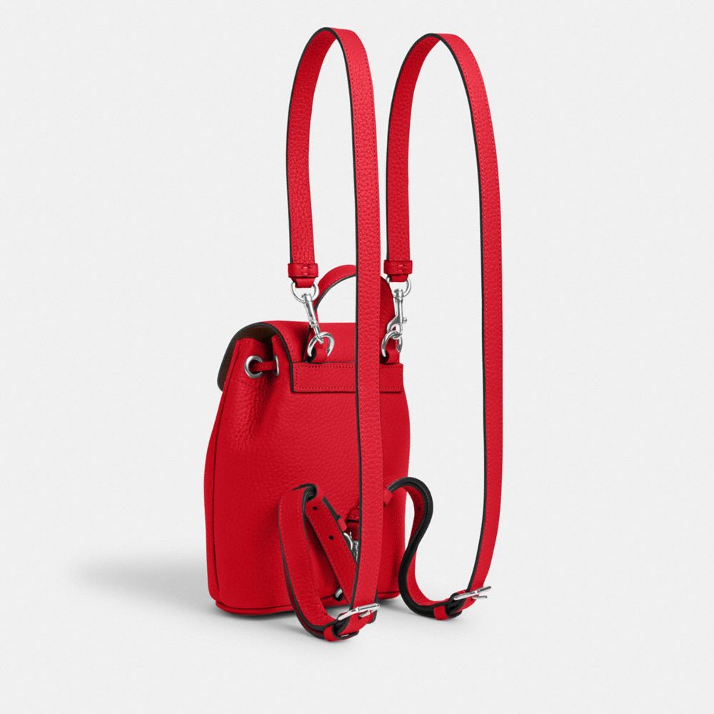 COACH®,AMELIA CONVERTIBLE BACKPACK,Pebbled Leather,Medium,Everyday,Silver/Bright Poppy,Angle View