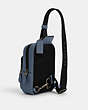 COACH®,TRACK PACK 14,Leather,Mini,Black Antique Nickel/Light Mist,Angle View