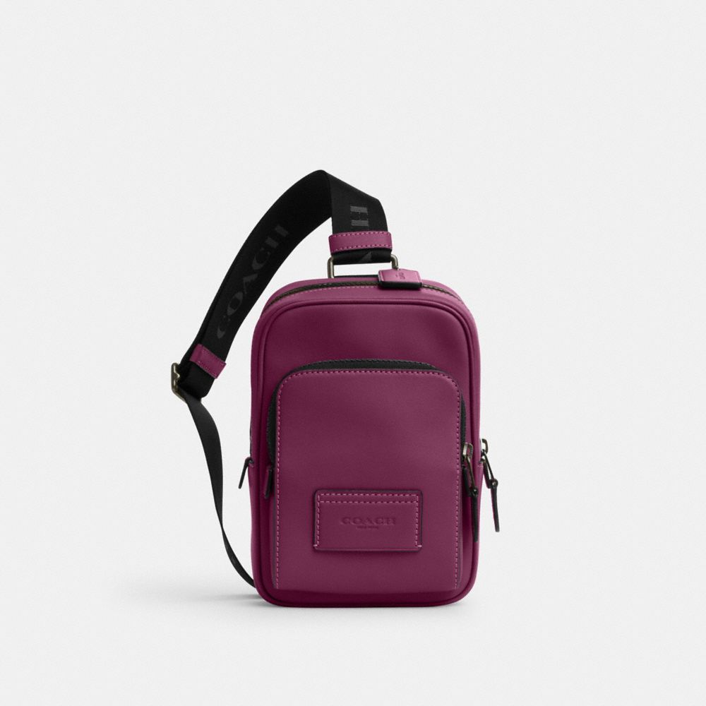 COACH®,TRACK PACK 14,Mini,Black Antique Nickel/Deep Berry,Front View