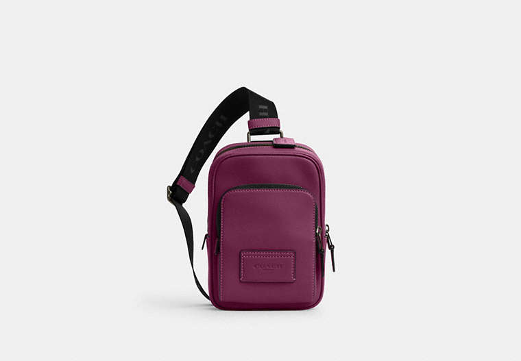 COACH®,TRACK PACK 14,Leather,Black Antique Nickel/Deep Berry,Front View
