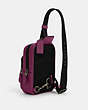 COACH®,TRACK PACK 14,Leather,Black Antique Nickel/Deep Berry,Angle View