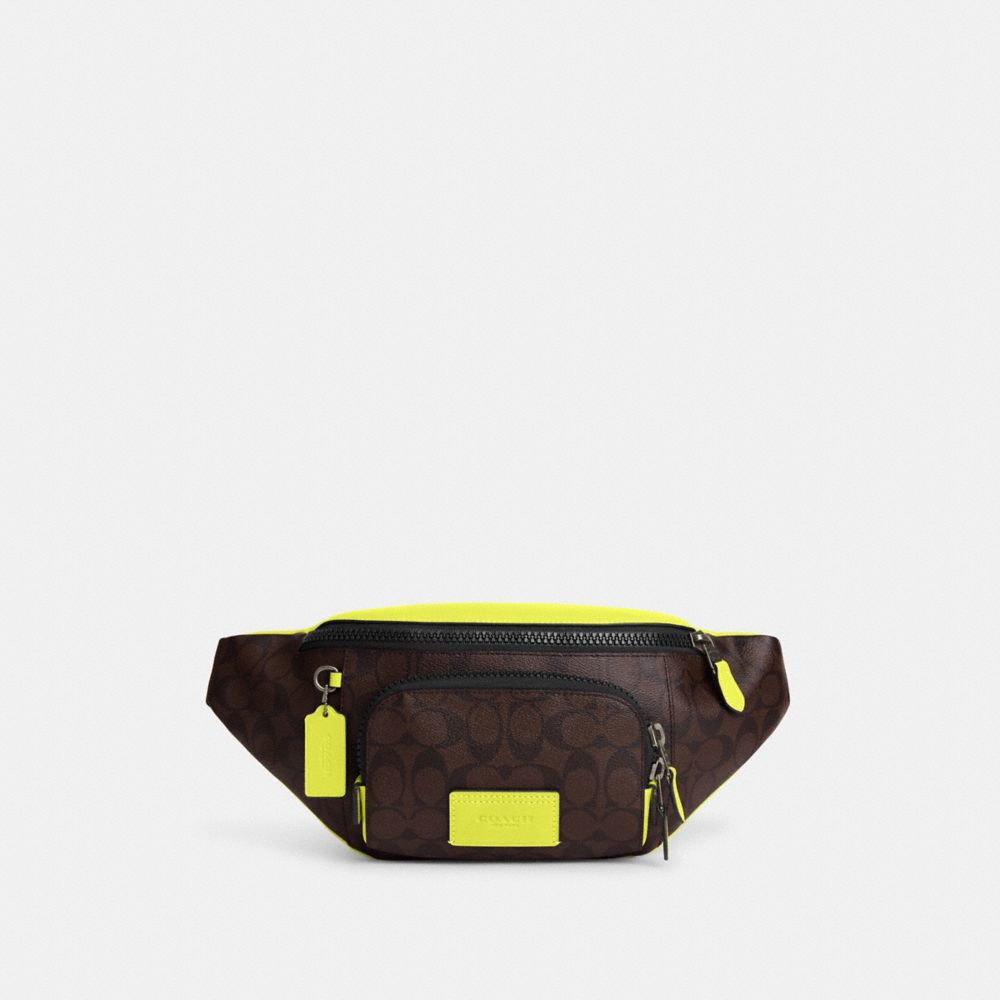 Track Belt Bag In Signature Canvas With Coach Patch Charcoal Sport