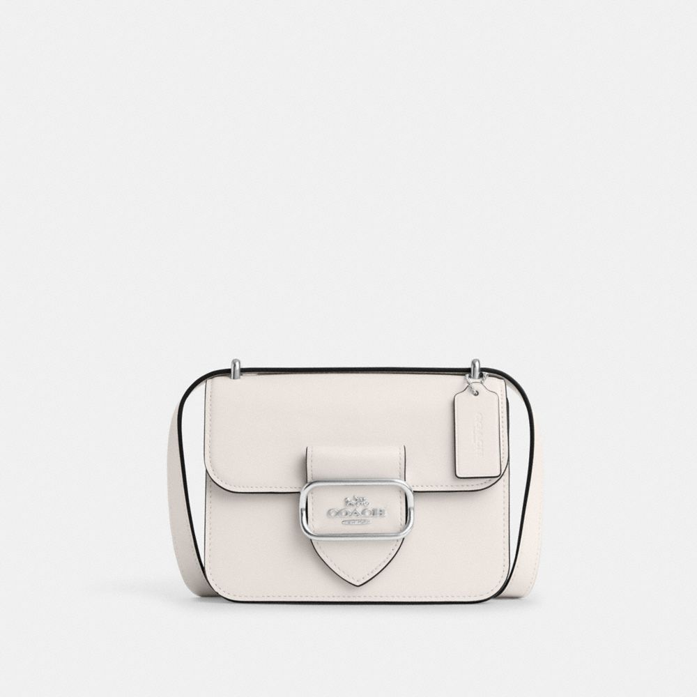COACH®,MORGAN SQUARE CROSSBODY BAG,Smooth Leather,Small,Anniversary,Silver/Chalk,Front View
