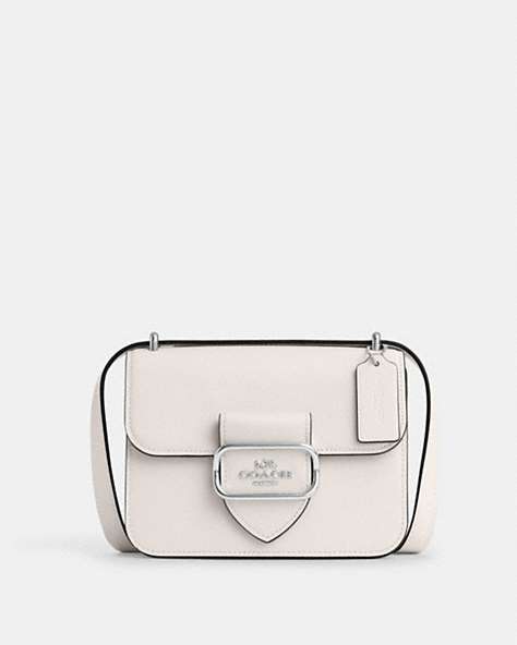COACH®,MORGAN SQUARE CROSSBODY,Leather,Anniversary,Silver/Chalk,Front View